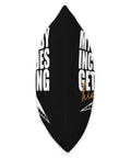 Side view of Funny Hang Glider Throw Pillow showing 'My Hobby Includes Getting High' text, double-sided print