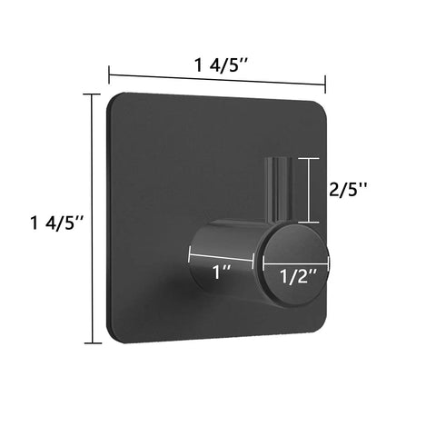 Heavy Duty Black Adhesive Hooks 6 Pack Wall Mount Hangers for Coat, Hat, Towel, Robe, Keys, Clothes Durable Aluminum