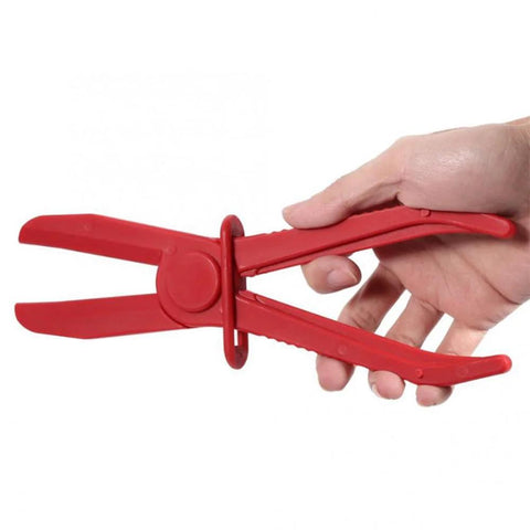 Red nylon plier from 3 Piece Hose Pinch Off Pliers Set Durable Nylon Non Conductive Clamp Pliers With Adjustable Jaw Opening For Automotive Hoses And Lines Including Fuel Gas Brake Coolant And Radiator