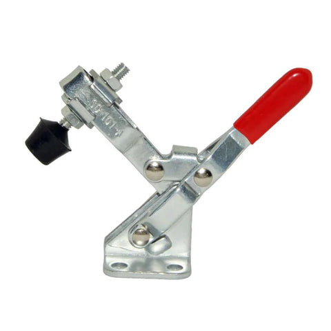 Front view of a Four Pack Vertical Quick-Release Toggle Clamps, 110 Lb Holding Capacity, Anti-Slip Grip, GH-101A, with rubber tip.