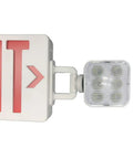 Emergency Exit Sign With Battery Backup, Dual LED Adjustable Heads, fire-retardant ABS housing, nickel finish, commercial grade