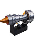 Turbofan Aircraft Engine Model Kit Trent 900 With Red LED Light Realistic See Through Shell Hands On STEM Toy For Adults Educational Physics Demonstration Working Throttle And Clear Components on black stand