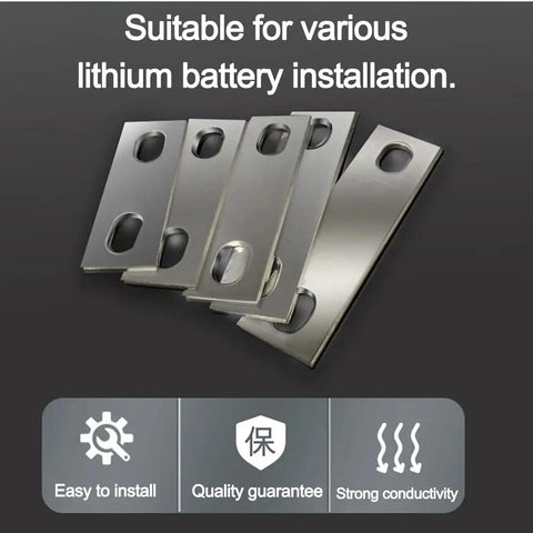 Heavy Duty Red Copper Nickel Plated Bus Bar Connectors For LifePo4 Cells with M6 holes for battery connectors, 83mm pitch.