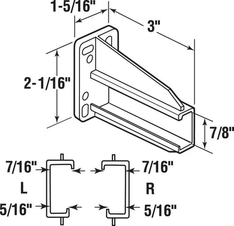 Pack Of Two White Drawer Slide Rear Socket Brackets Euro Cabinet Replacement Hardware With Slick Adjustability Heavy Duty Mounts For Right And Left Sides No Sweat Installation dimensions illustration