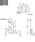 Front and side views of a 304 stainless steel damping hinge TB-Left with 0.7 N·m torque for cabinets