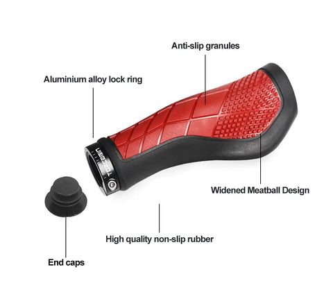 Ergonomic Bike Handlebar Grips With Wide Holding Surface Rubber Non Slip All Day Comfort Aluminum Inner Lock Ring for bikes