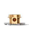 Chrome mounting block for Kohler freestanding bath fillers, brass construction, must have mounting block for freestanding bath fillers compatible with Artifacts Purist Stillness Margaux Kelston and Composed brass construction one half inch connections with test cap and mud guard.