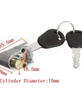Lightweight Anti Theft Battery Box Lock For Electric Bikes And Scooters Portable Key Lock Cylinder With 2 Keys Silver Finish