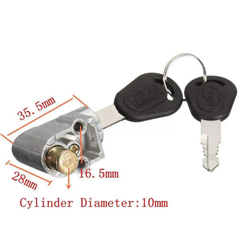 Lightweight Anti Theft Battery Box Lock For Electric Bikes And Scooters Portable Key Lock Cylinder With 2 Keys Silver Finish