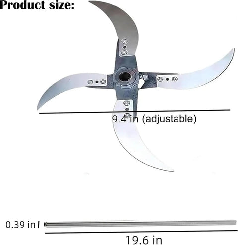 Product size Six Blade Stainless Steel Grass Shredder Kit For Home Farm Use With 12 Mounting Holes, Four To Six Blade Configurations, Livestock Feed And Grass Chopper For Hay, Grass, Fruits, And Chopped Fodder, 9.4 in