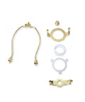 Gold Metal Lamp Stand Bracket Set With Horn Style Mount And Adapters for table and floor lamps, includes all fittings, top view
