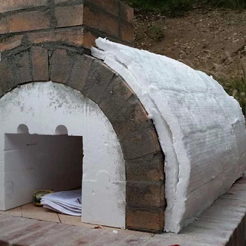 Ceramic fiber blanket insulation on a brick outdoor kiln/oven, 2 in thick