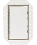 Top view of Drywall Pro Flush Wall Vent Cover 4x12 Inch for AC and Heat HVAC with mud-in paintable white steel finish and airflow dampers.