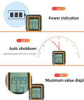 Split Type Digital Vibration Meter With LCD Display, Vibrometer And Vibration Analyzer For Measuring Vibration Speed, Acceleration And Displacement, Pro Grade Portable Vibration Tester For Mechanical, Electrical, Aerospace And Industrial Applications, LCD screen showing power, auto shutdown and max value