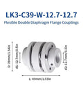 12.7mm To 12.7mm Flexible Flange Diaphragm Coupling For 3D Printers And CNC Machines, 39mm Diameter By 49mm Length, Aluminum Shaft Coupler With Dual Diaphragms For Servo And Stepped Motors, Pro Grade And Built Tough