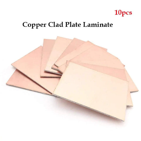 Stack of ten 100x150mm single sided PCB boards made from bakelite and glass fiber copper clad for DIY prototyping 1.6mm thick