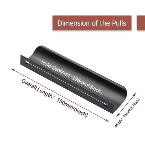 10 Pack Black Cabinet Handles 5 Inch Finger Pulls for Cabinets and Dresser Drawers With 5 Inch Hole Centers, side view