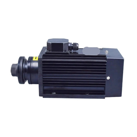 Rock Solid Heavy Duty Cnc Spindle Motor Boasting Rapid Air Cooling That Yanks Serious Torque For Effortless Metal And Plastic Milling Projects On Any Shop Bench Or Garage Setup At 2480Rpm, side view showing cooling fins.