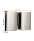 Heavy Duty Stainless Steel Glass Door Hinges With Slick Polished Finish, 110mm x 70mm x 30mm, perfect for toughened glass furniture.