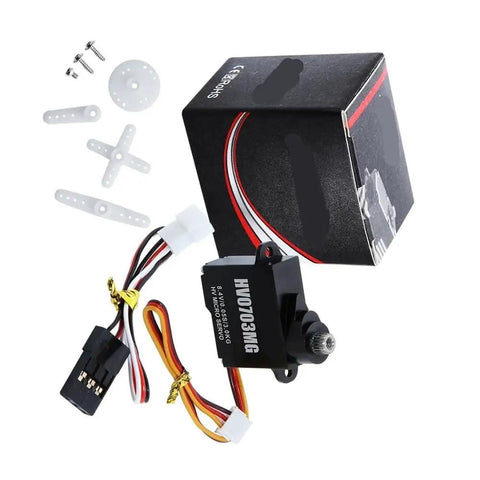 Beast Mode Digital Servo Featuring 3kg Heavy Duty Torque Brushless Coreless Motor 8.4V with connectors and mounting accessories.
