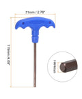 T Handle Hex Key Wrench H4 4mm S2 Steel T Shape Inner Hex Spanner, 119mm Length, Red Coated, measurement details visible