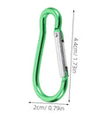 Green metal carabiner with dimensions 4.4cm height and 2cm width, suitable for Heavy Duty Tarp Clips And Tent Clamps Weatherproof Plastic.