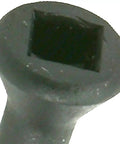 Close-up of Slick Black Trim Screws 0.625 Inches with square drive and low profile head for smooth finish.