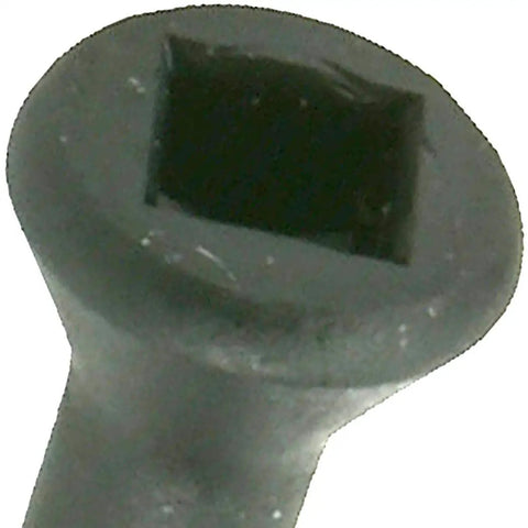 Close-up of Slick Black Trim Screws 0.625 Inches with square drive and low profile head for smooth finish.