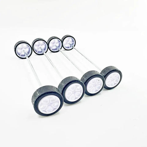 Ten Piece Small Toy Car Wheel Set With 20mm Rubber Tires And 5 Shaft Axles For RC Cars Trucks Robots DIY Model Toys Replacement Accessories
