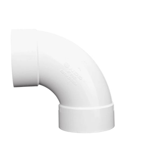 PVC S And D 90 Degree Long Turn Elbow 4 Inch Hub To Hub Solvent Weld Connection For 4 Inch Sewer And Drain Pipe White Durable