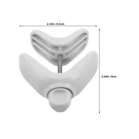 2 Pack Kids Crib Rail Connector Clips For Playpens, Safe Locking Bed Rail Clamps, Universal Fit, Grey, dimensions shown