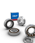 Angular Contact Ball Bearing 71928 CD P4ADGA ABEC7 140 by 190 by 24 mm Made in Italy displayed with packaging and components