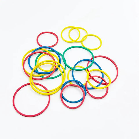 48 pcs pulley belts for RC cars and robots, rubber transmission drive belts with mixed colors, visible colorful rubber belts