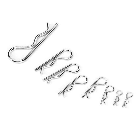 125 Piece Anti Rust Carbon Steel Hair Pin Hitch R Cotter Kit for Car Machinery, various sizes arranged on white background