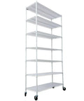 Seven Tier Heavy Duty Wire Storage Shelving Unit With Adjustable Shelves And Locking Casters 82 Inches Tall 48 By 18 Inch Base 2450 Lb Capacity
