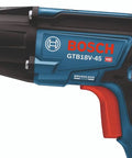 Close-up of Bosch 18V Brushless Screw Gun With One Quarter Inch Hex Bit Bare Tool Cordless Drywall Driver, ergonomic grip visible.