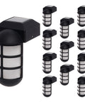 12 Pack of Solar Post Cap Lights For 4x4 Posts Outdoor Black LED Waterproof Nautical Deck Fence Garden Lighting L Shape Side Mount Design