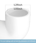 Close-up of white 90° PVC elbow fitting with dimensions, part of a 12 Pack 0.75 Inch 90 Degree PVC Elbow Fittings Furniture Grade White Connectors.