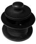 kousoer Bathtub Drain Plug Matte Black with Supplied Faceplate Screws top view of black drain stopper with ribbed base