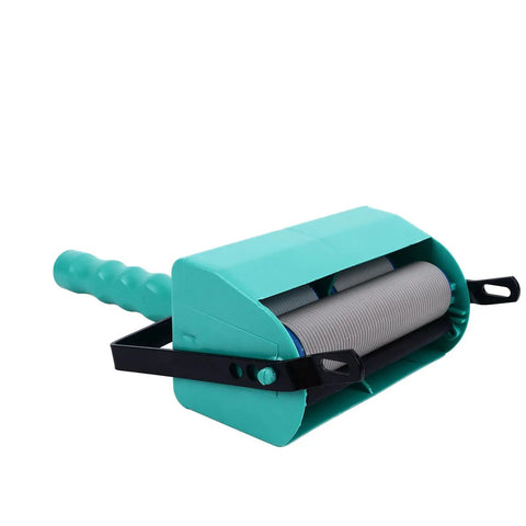Professional Five Inch Knurling Decorator Roller With Comfortable Anti Slip Handle showing vibrant green color and textured roller.