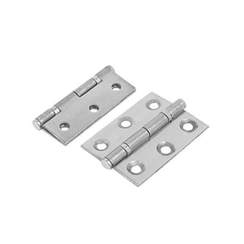 Ten Piece 2 Inch Stainless Steel Folding Hinges For Cabinet And Closet Doors Heavy Duty Rust Proof Silver Finish close-up view.