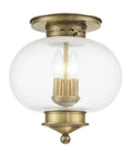 Harbor 3-Light Ceiling Mount Fixture in Antique Brass, Old School Classic Vibe With Traditional Solid Brass Construction