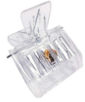 Bee Queen Cage Catcher Clips 12 Pack Transparent Plastic Beekeeping Kit showing one clip with a bee inside