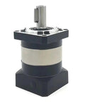Front view of Beefy Planetary Gearbox Reducer 5:1 with low backlash 7 arcmin, designed for 60mm servo motors, 14mm shaft visible.