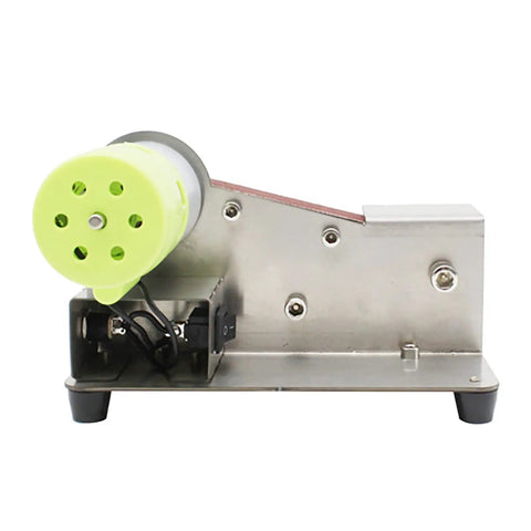 Heavy Duty Mini Belt Sander Featuring Hella Fast Seven Speed Settings And Rock Solid 15 Degree Fixed Angle For Smooth Wood Metal And Stone Grinding Tasks side view