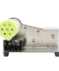 Top Notch Mini Belt Sander With Seven Variable Speeds For Wood Metal Stone Tasks Featuring A Rock Solid Fifteen Degree Angle and powerful motor view from rear.