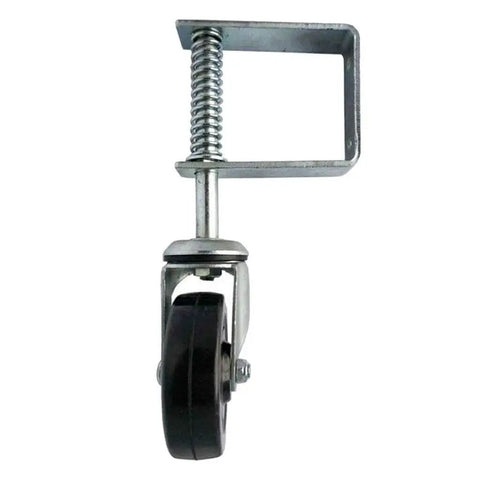 Hard Rubber Gate Casters With Spring And Universal Mount, 5 Inch Wheel, 125 Lb Per Caster (250 Lb Total), Black, 4 Inch And 5 Inch Two Pack For Wood Or Metal Gates