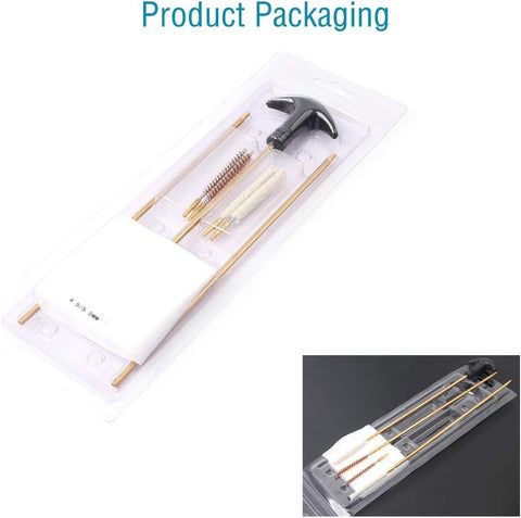 Air Rifle And Pistol Barrel Cleaning Kit For.177 And.22 Calibers, Copper Brush Set in clear packaging