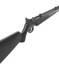22 Caliber PCP Air Rifle With Hand Pump, All Weather Synthetic Stock, Rifled Steel Barrel, 700 FPS, angled rear view