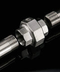 Built Tough 304 Stainless Steel Bsp Female To Female Coupling Union Connector Pipe Fitting with threaded ends for fluid transfer.